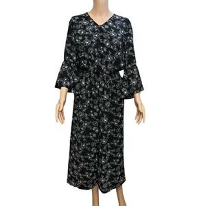 Ava And Viv Cropped Jumpsuit Size X/14 Bell Sleeve Wide Leg Floral Boho Casual